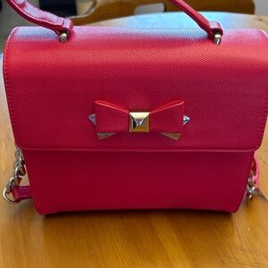 Red Bow Accent Top-Handle Women's Bag